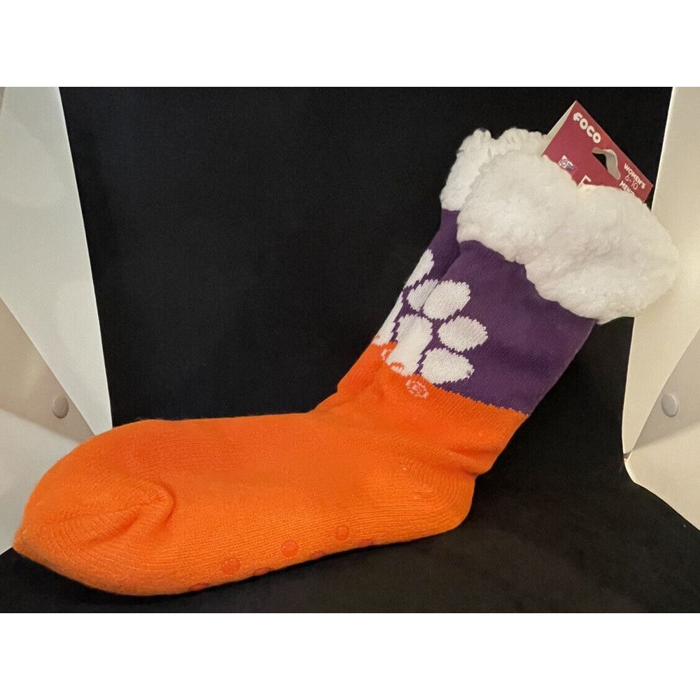 FOCO NCAA Clemson Tigers Color Block‎ Footy Slippers NWT